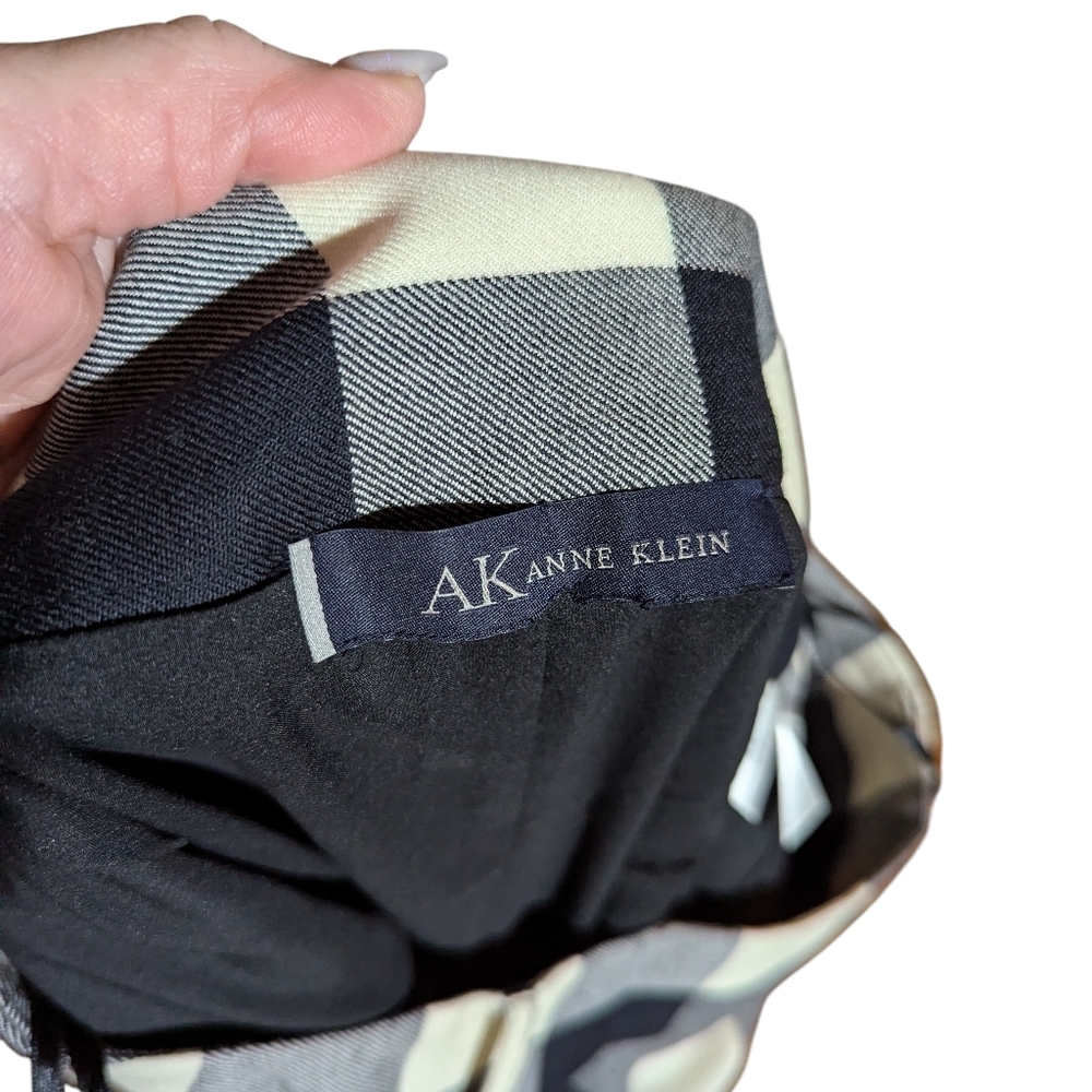 Anne Klein Plaid Wool Skirt Midi Zip Back Preppy Cottagecore Career Sz L - Picture 3 of 7